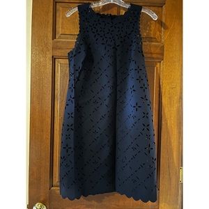 Women’s J Crew Navy Laser Cut Sleeveless Tank Dress Size 6